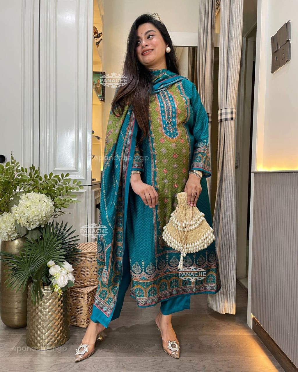 New Arrival BlueRani Special 3-Piece Set | Branded KitKat Silk Suit Collection | PL-002