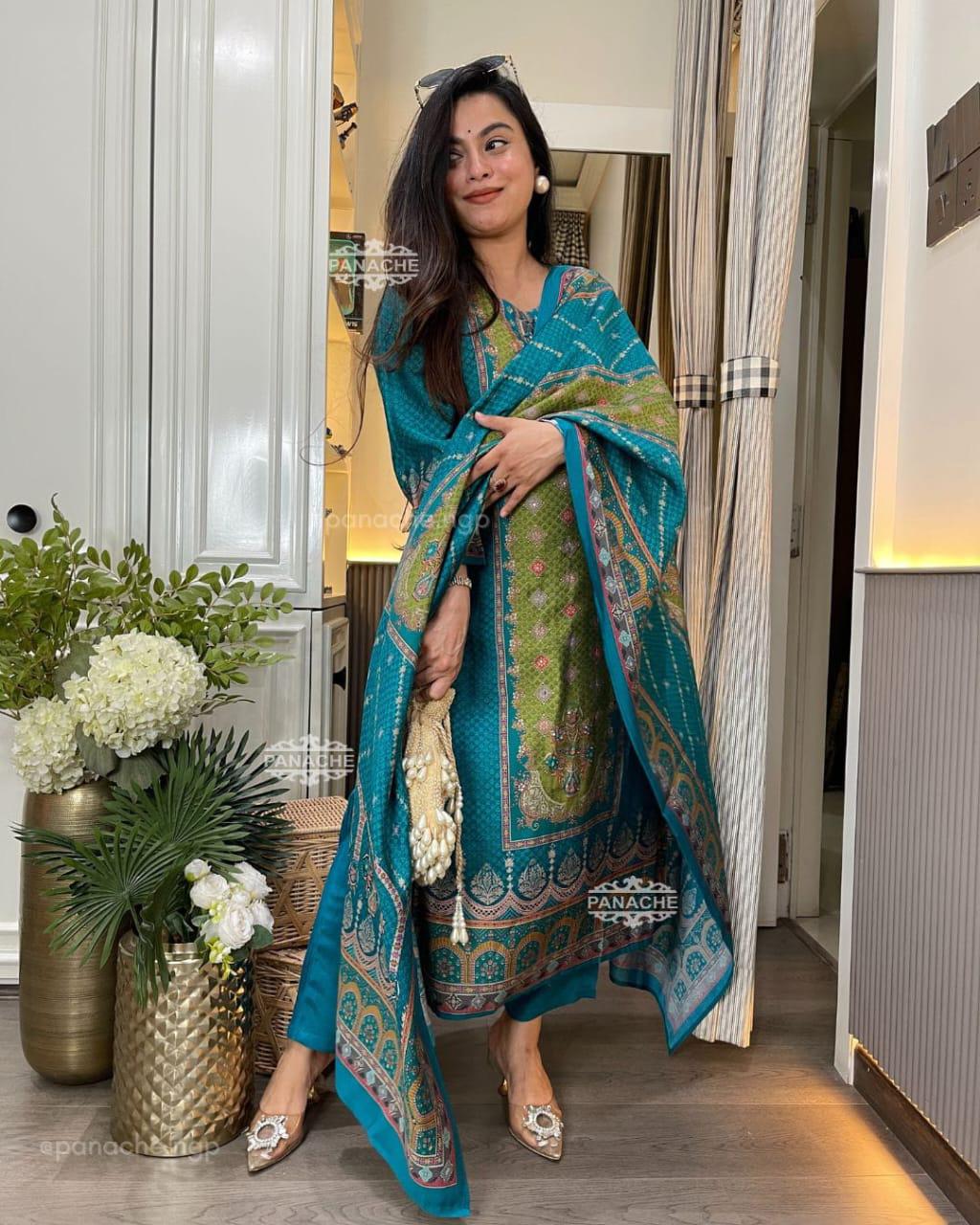 New Arrival BlueRani Special 3-Piece Set | Branded KitKat Silk Suit Collection | PL-002