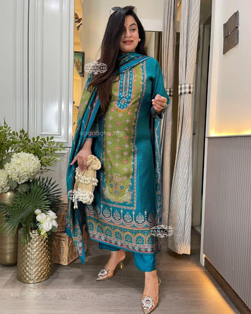 New Arrival BlueRani Special 3-Piece Set | Branded KitKat Silk Suit Collection | PL-002