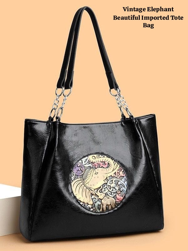 Imported Elephant Patched Vintage Tote Bag | Premium Leather Finish | LP-002