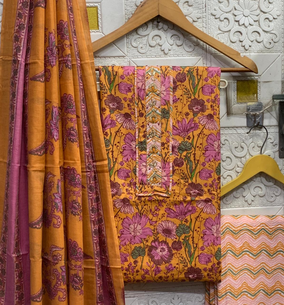 Pure Cotton Suit Set | Neck Embroidery Work | Best Quality at Small Price | LP-002