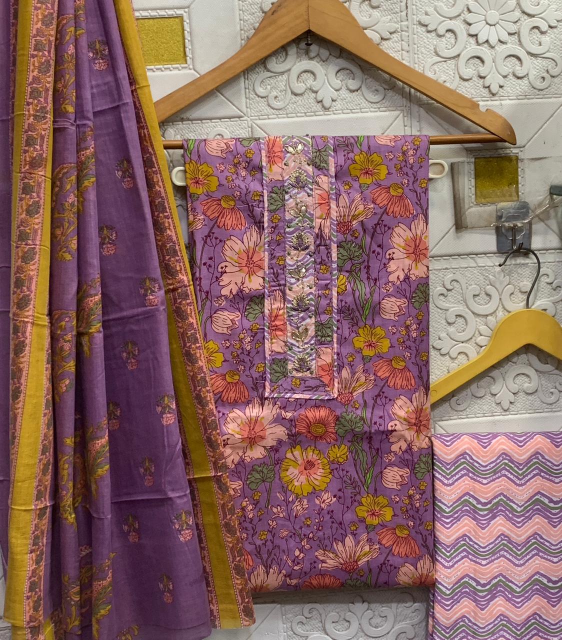 Pure Cotton Suit Set | Neck Embroidery Work | Best Quality at Small Price | LP-002