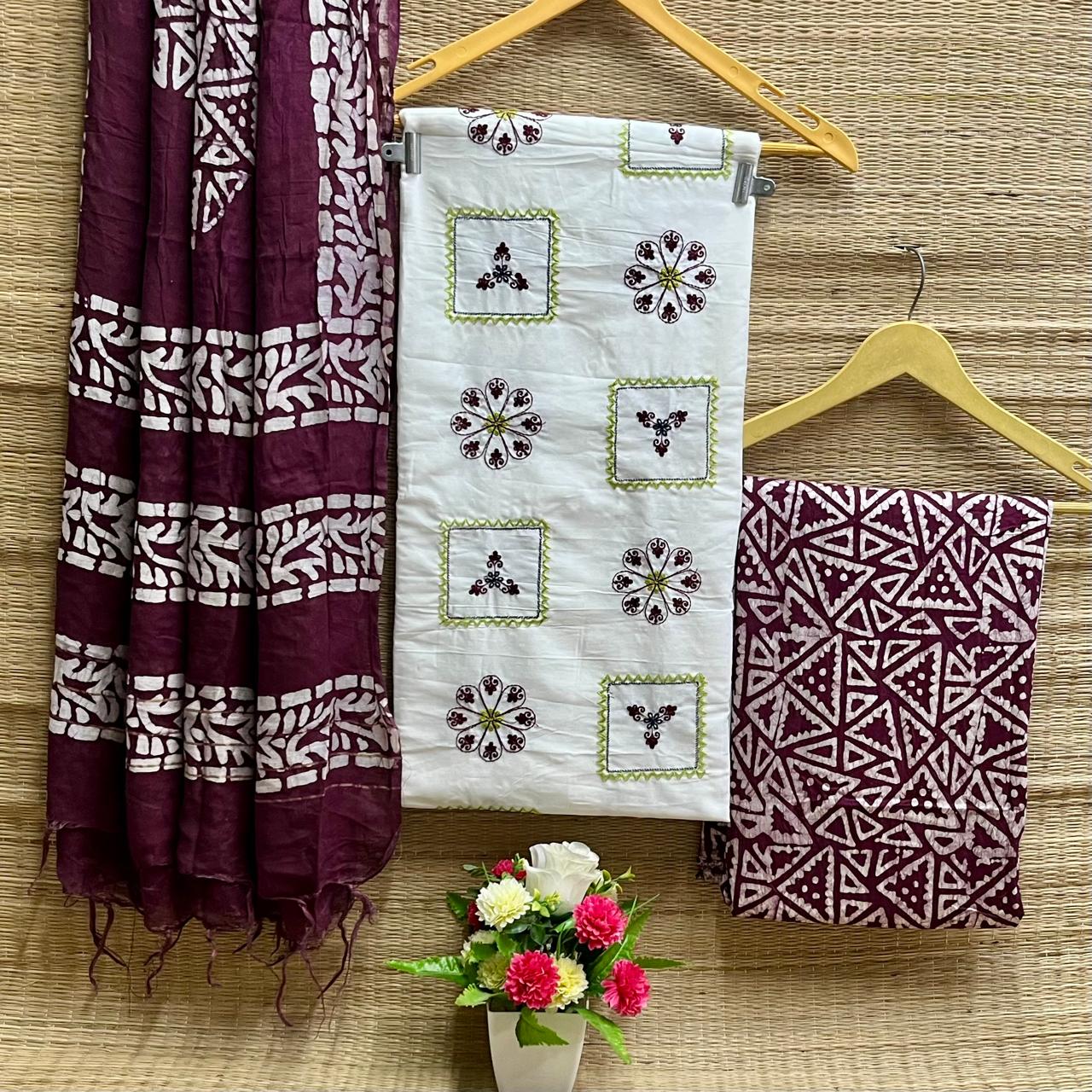 Modal Embroidery Premium Suit Set | Heavy Work & Fancy Batik Dupatta | LP-002