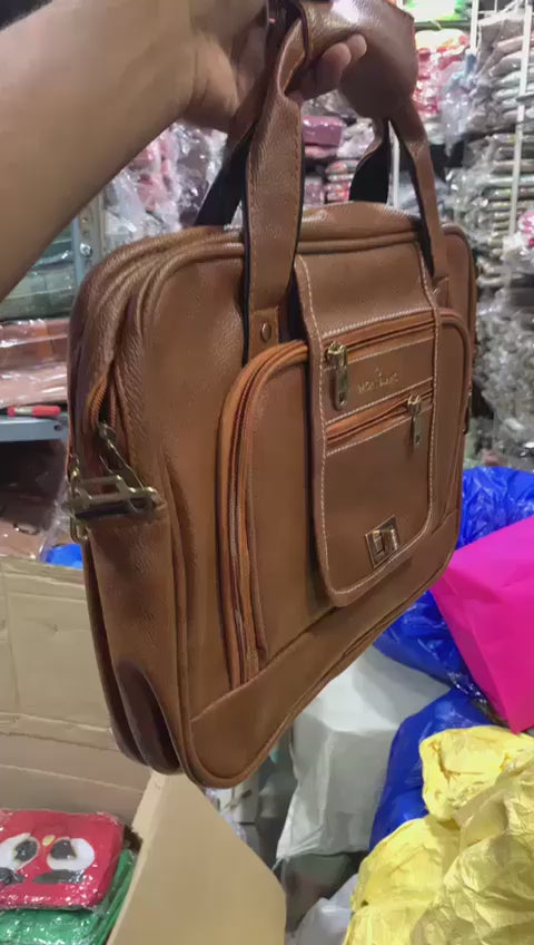 Designer Unisex Laptop / Office / File Bag | Premium PU Leather | LP-002